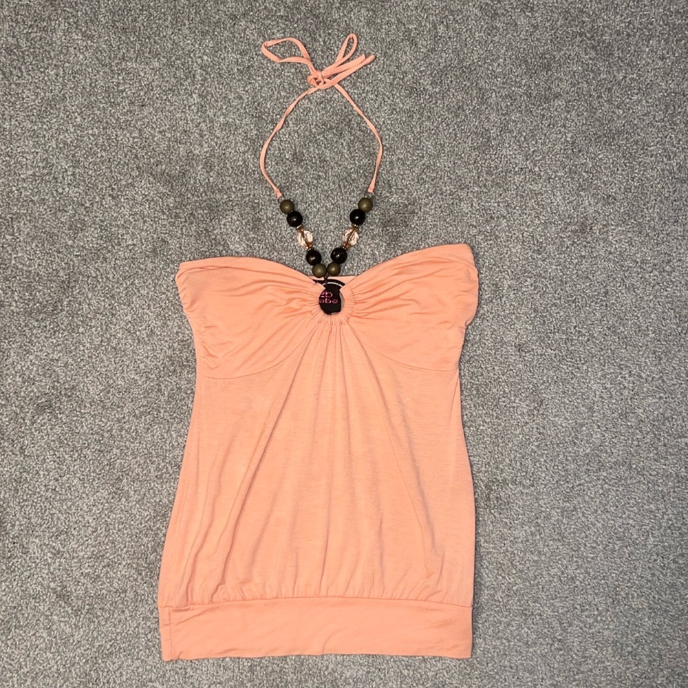 Y2K juniors beaded halter top by 2b Bebe size s 🧡🤎